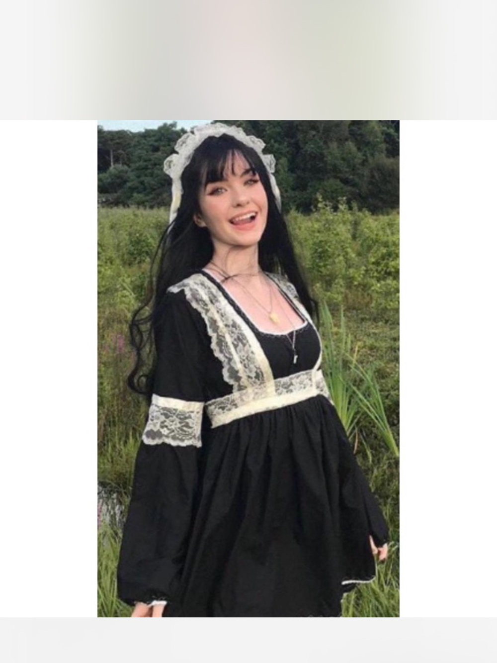 Handmade Black Lace-Trim Gothic Lolita Dress